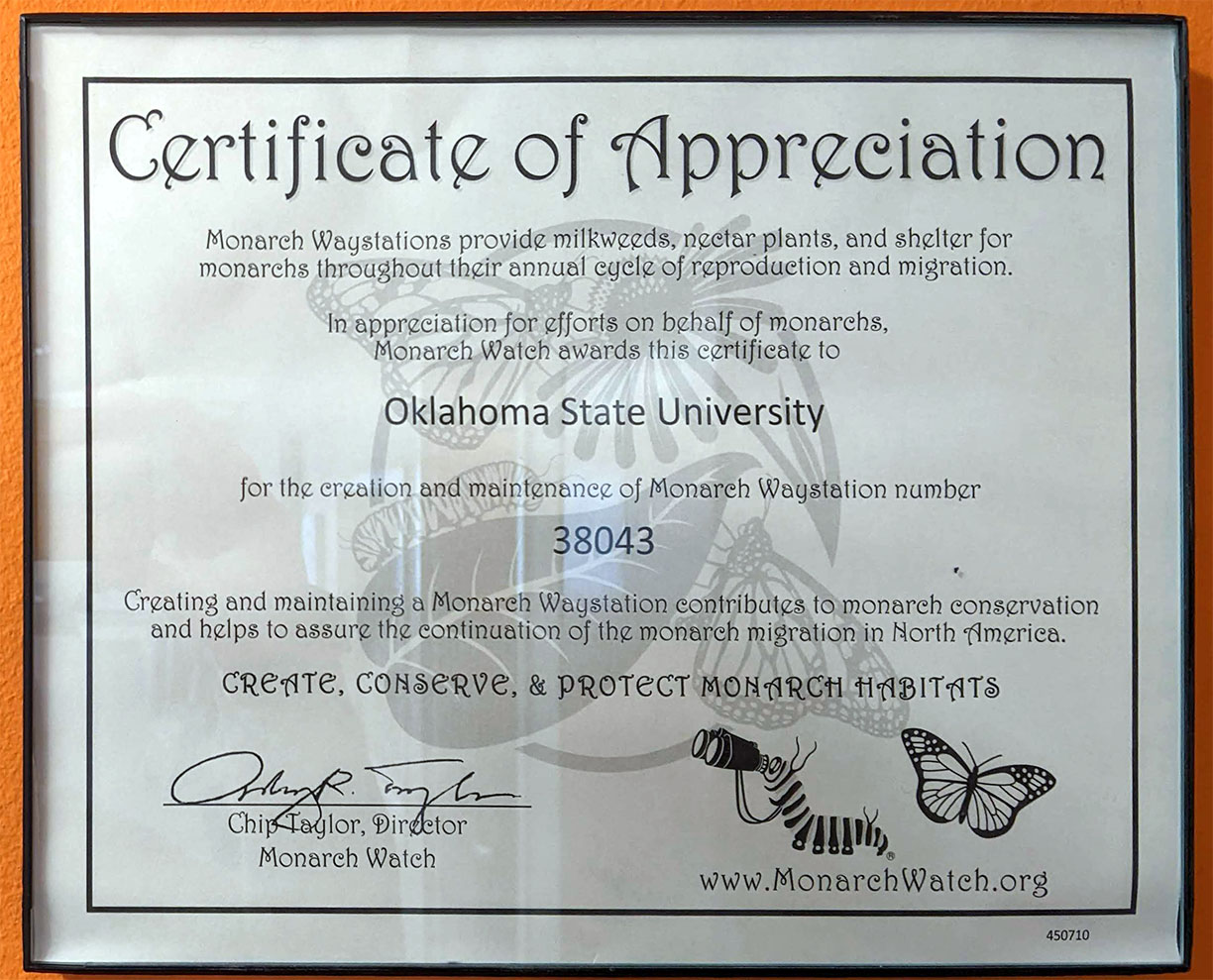 Monarch Waystation Certification Monarch Waystation Certificate