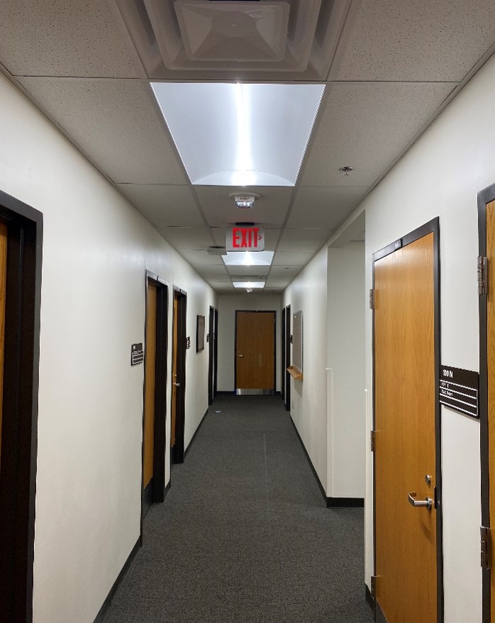 Fire Protection Publications Office lighting after renovation