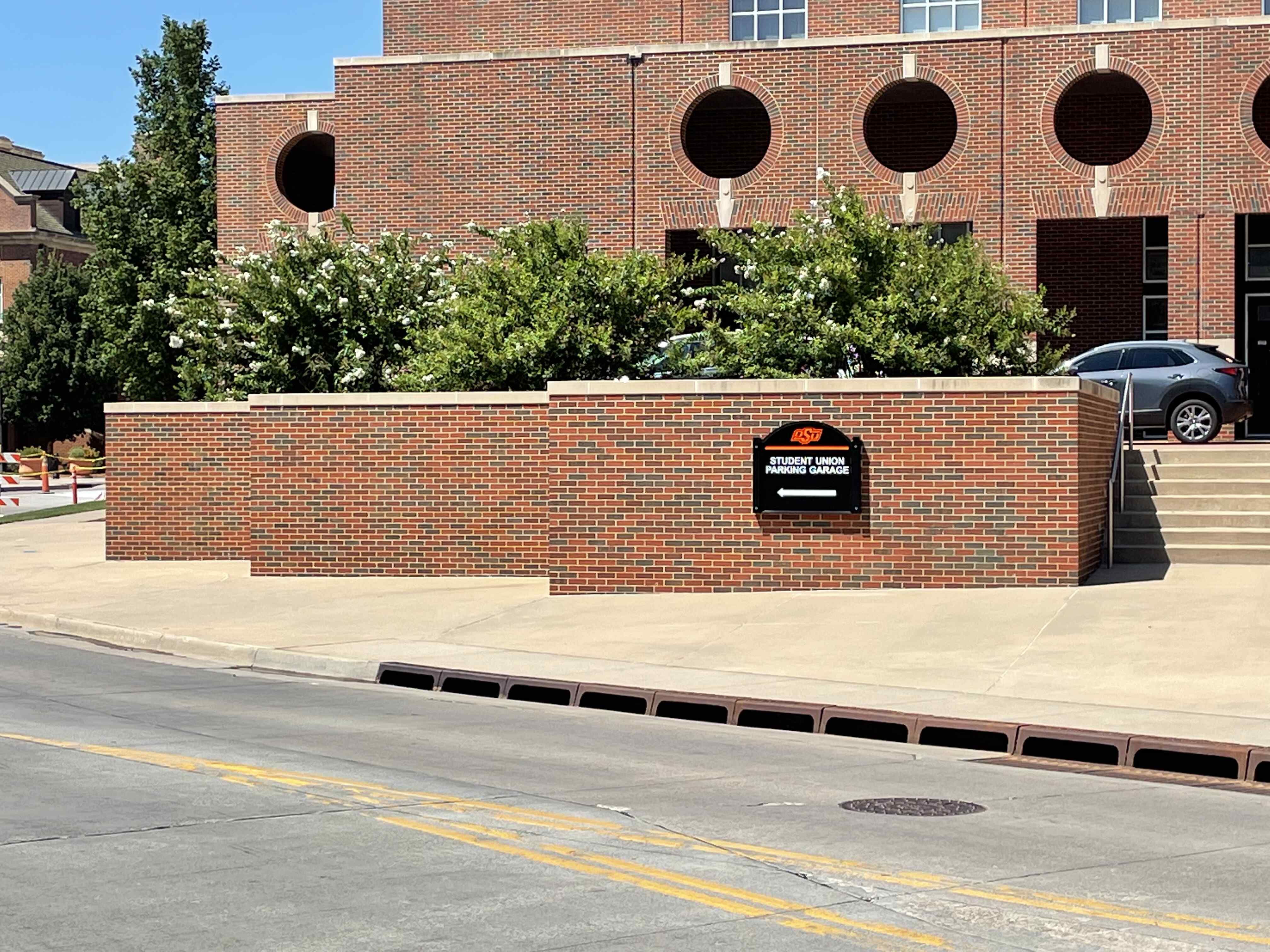 Student Union parking garage sign