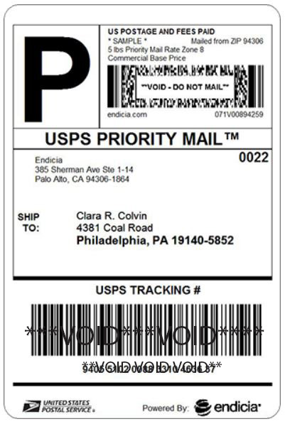 An example of the endicia shipping label featuring the new Intelligent Mail® Package Barcode (IM®pb) that UMS will generate from scanning the endicia ship ticket that you create. An example of the endicia shipping label featuring the new Intelligent Mail® Package Barcode (IM®pb) that UMS will generate from scanning the endicia ship ticket that you create.